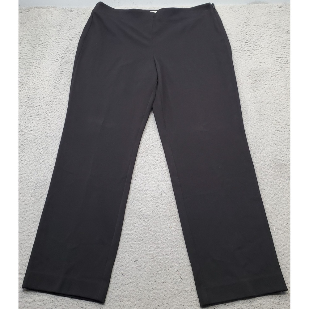 Talbots Heritage Pants Womens 14 Black Career Stretch Straight Leg Side Zip